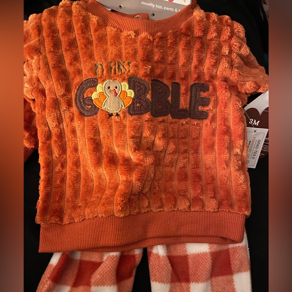 My First Gobble First Thanksgiving Outfit with Hat